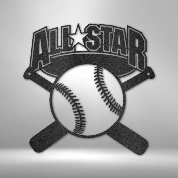 All Star Baseball Fan Steel Sign Laser Cut Powder Coated Home & Office Metal Wal